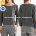 Grey Cutout Cotton Jersey Sweatshirt OEM/ODM Manufacture Wholesale Fashion Women Apparel (TA7016T)